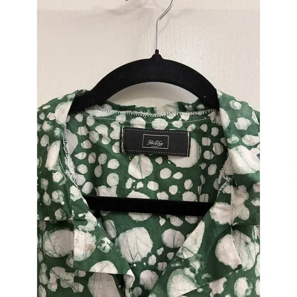 HicKey Lagos Green Batik Bubble Print Cropped Button Up Shirt Purple Pockets XL - Picture 4 of 5